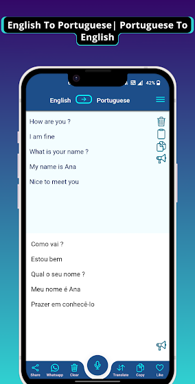 Portuguese  English translator screenshot 1